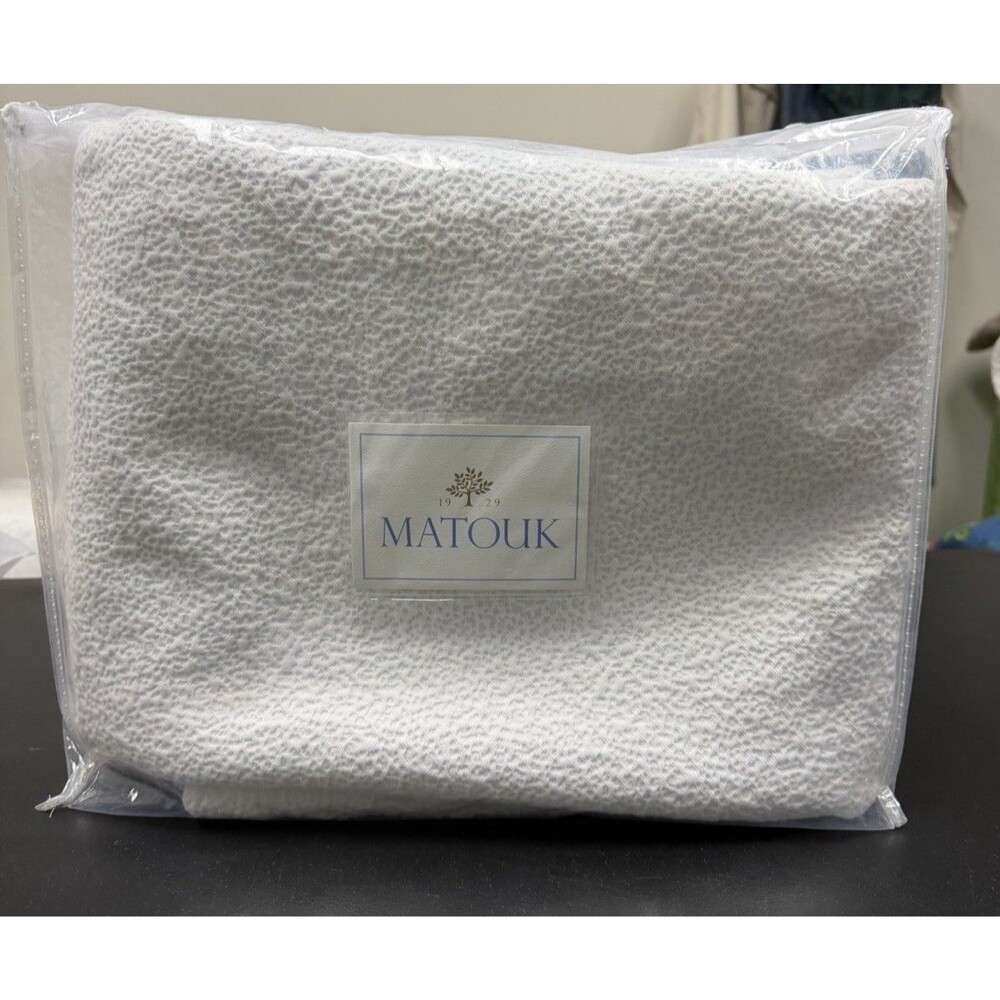 Matouk Queen Coverlet Malibu White Italy Cotton New